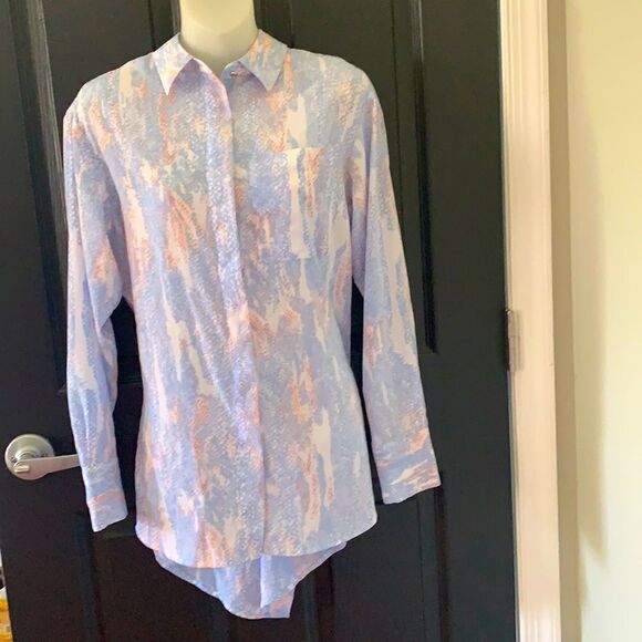 Nine West Abstract Watercolor Button-Down Blouse — Size XS - Picture 2 of 7